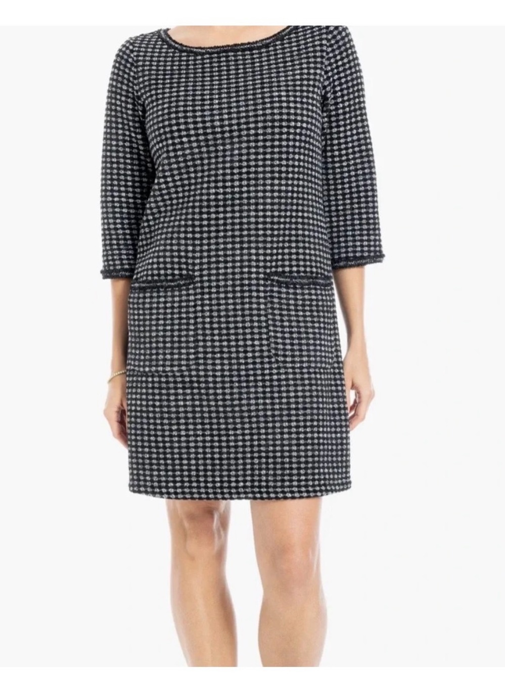 Max Studio Black & White Check Shift Dress
